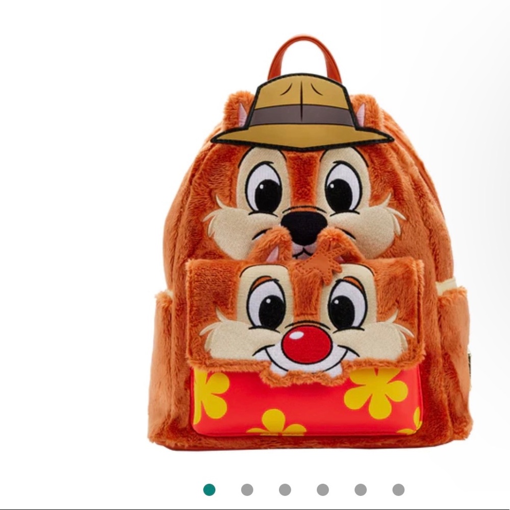 Loungefly Chip and Dale Furry Backpack - Orange and Red
